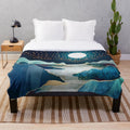 Moon Glow Plush Blanket with Celestial Watercolor Design