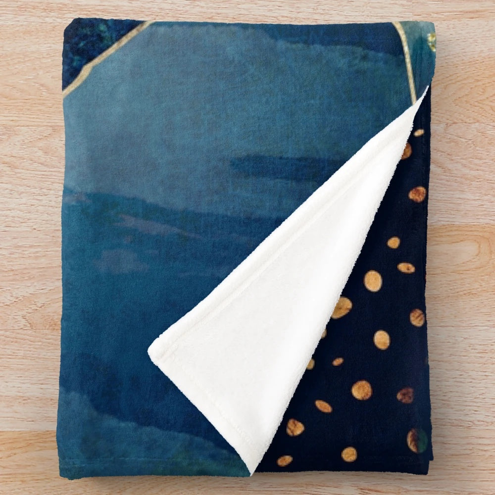 Moon Glow Plush Blanket with Celestial Watercolor Design
