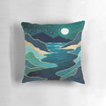 Celestial moon water vista landscape pillow with nature scenery