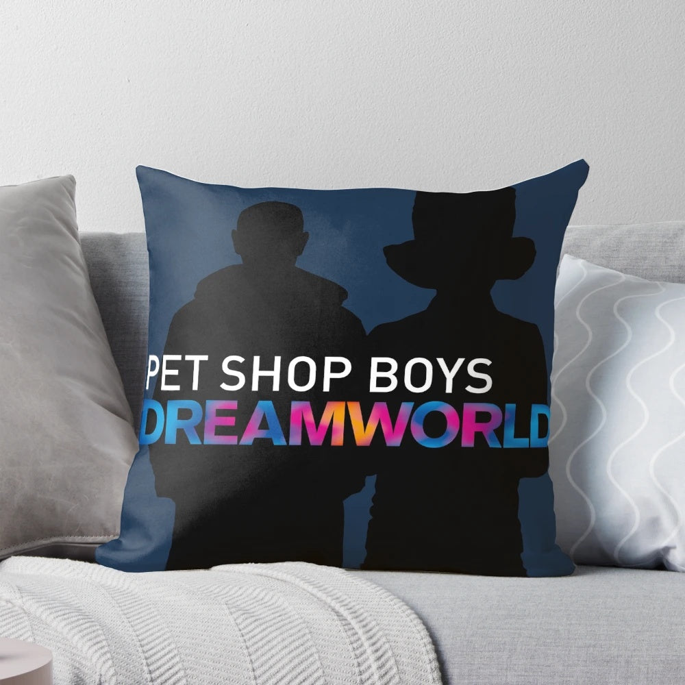 Soft, comfortable masjuna pet pillow featuring the Pet Dreamworld Tour 2022 design