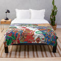 Plush blanket with a nature-inspired, psychedelic design