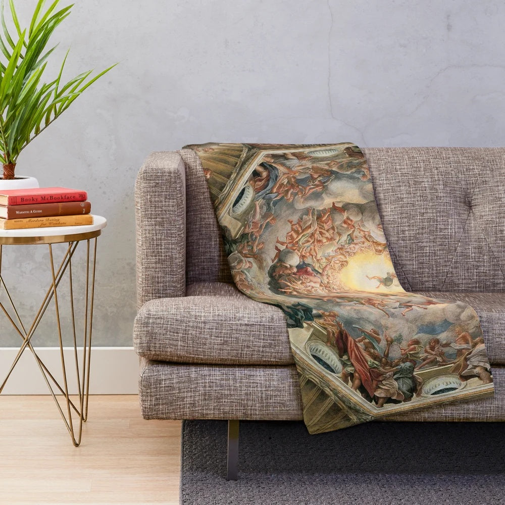 Plush blanket featuring Michelangelo's iconic Sistine Chapel ceiling artwork