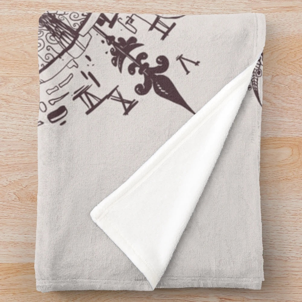 Plush blanket with a whimsical, dreamlike pop art design