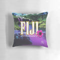 A soft, purple pillow in a vaporwave-inspired landscape, evoking a dreamlike and relaxing atmosphere.