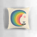 Colorful rainbow koala surfing on a wave pillow for children's bedroom