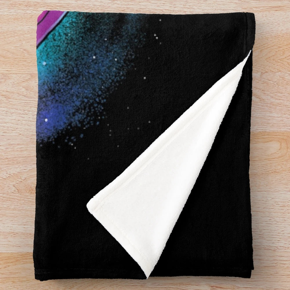 Plush blanket with space, galaxy, and astral design