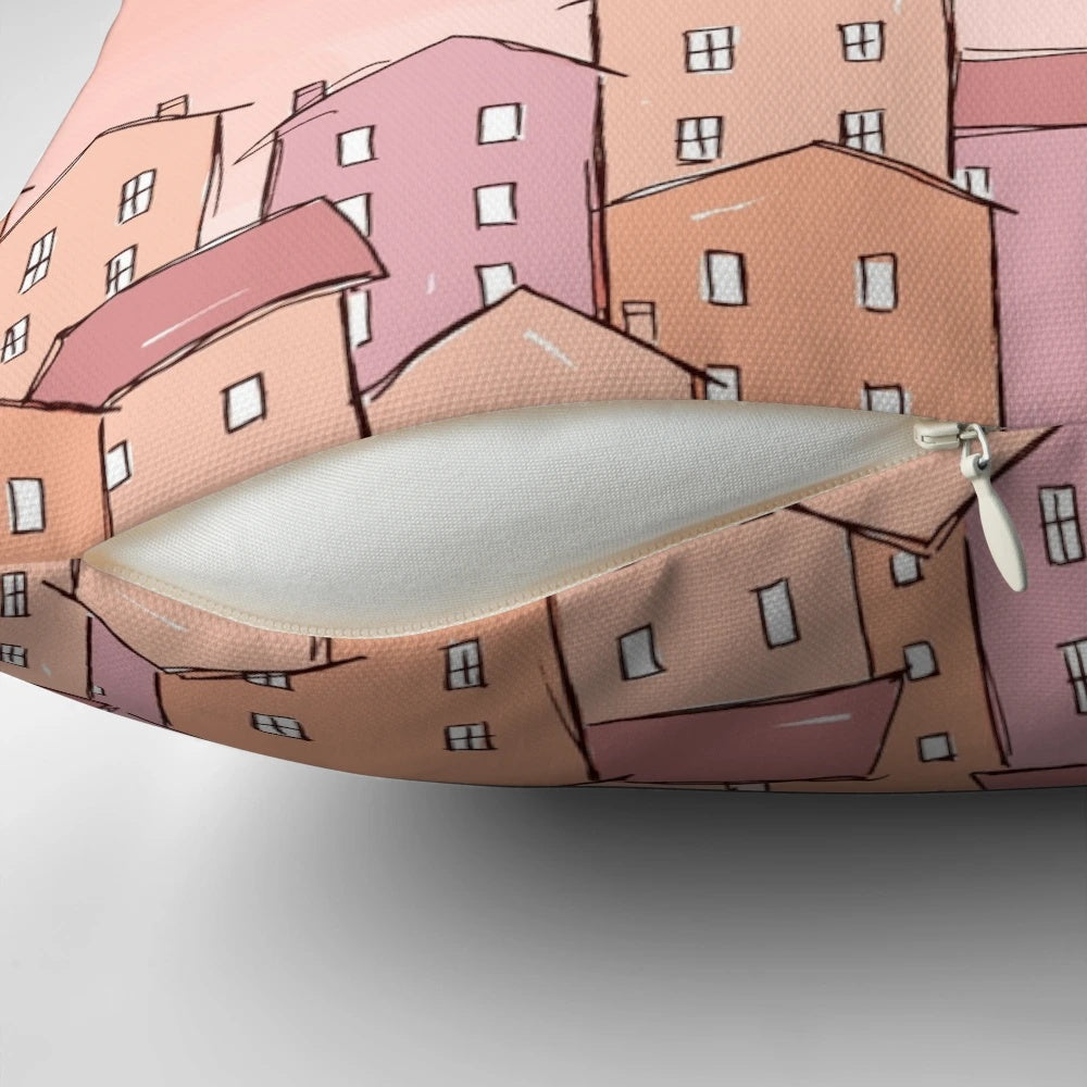 Soft, plush sunrise-inspired pillow with dreamy, whimsical design