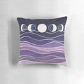 Soft, plush pillow featuring a serene purple and blue watercolor moon design