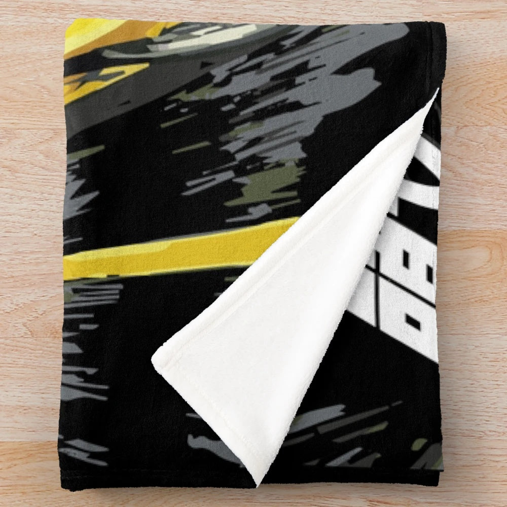 Initial D inspired plush blanket featuring the iconic AE86 Sprinter Trueno and FD3S RX-7 drifting on a mountain road