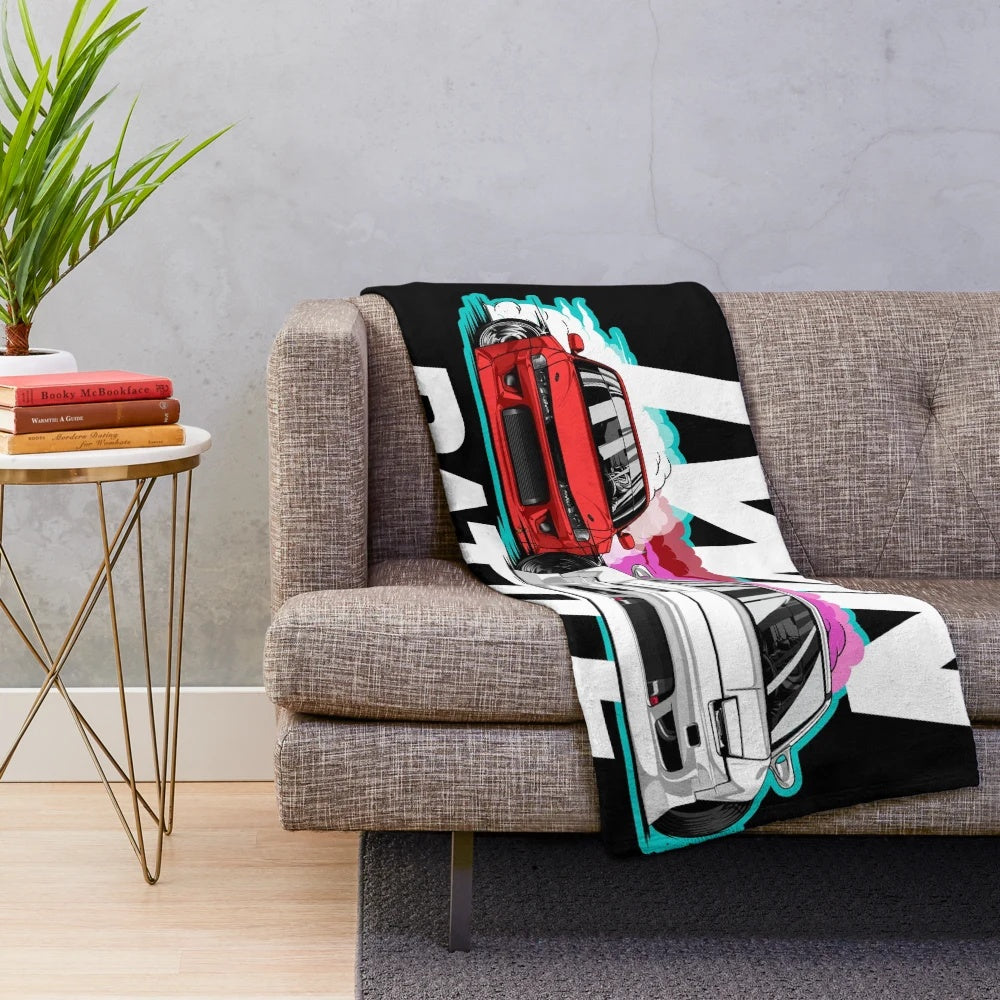 Nissan Schassis Themed Plush Blanket for Drift Enthusiasts
