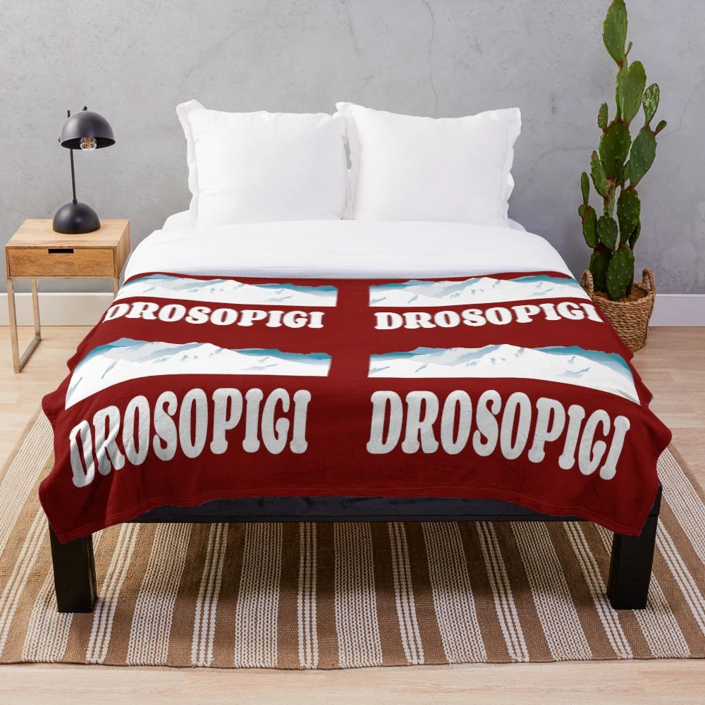 Drosopigi Mountains themed plush blanket with soft, comfortable fabric
