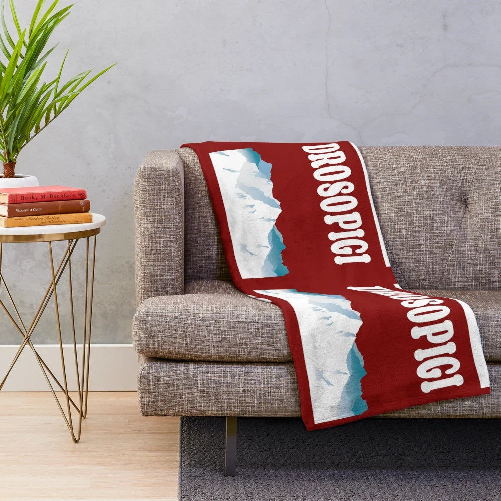 Drosopigi Mountains themed plush blanket with soft, comfortable fabric