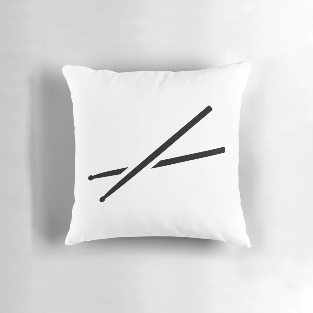Decorative pillow in the shape of drumsticks, perfect for drummers and music enthusiasts.