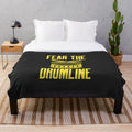 Drum line inspired plush blanket with musical instruments and marching band elements