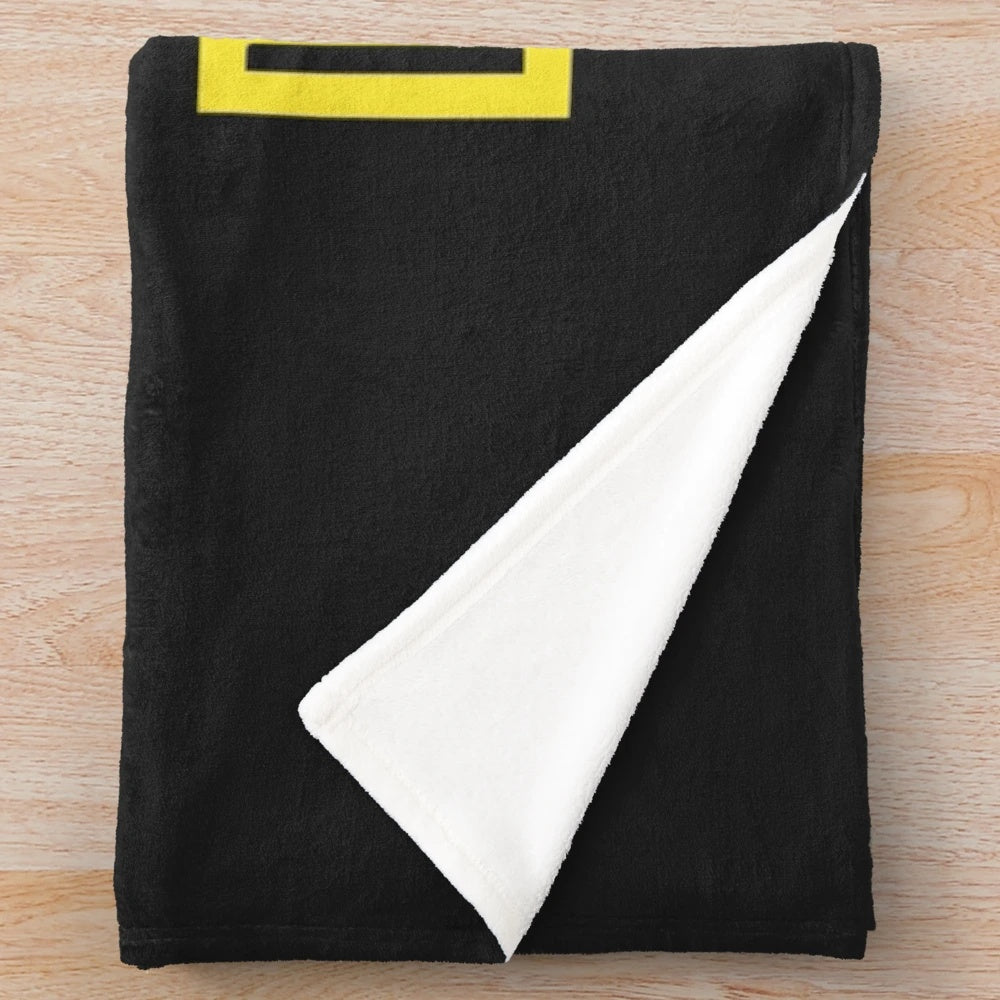 Drum line inspired plush blanket with musical instruments and marching band elements