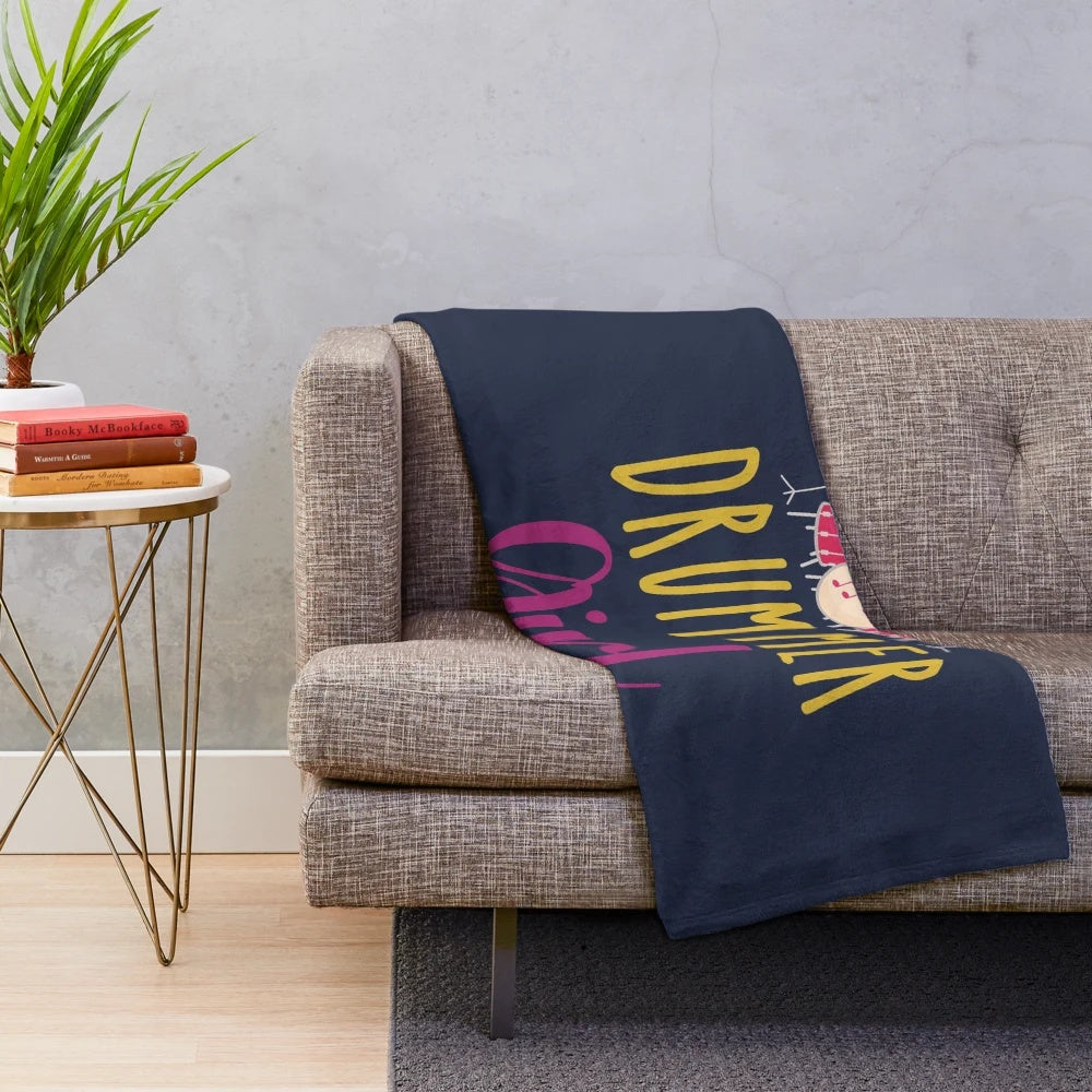 Drummer Girl Plush Blanket featuring a musician playing the drums