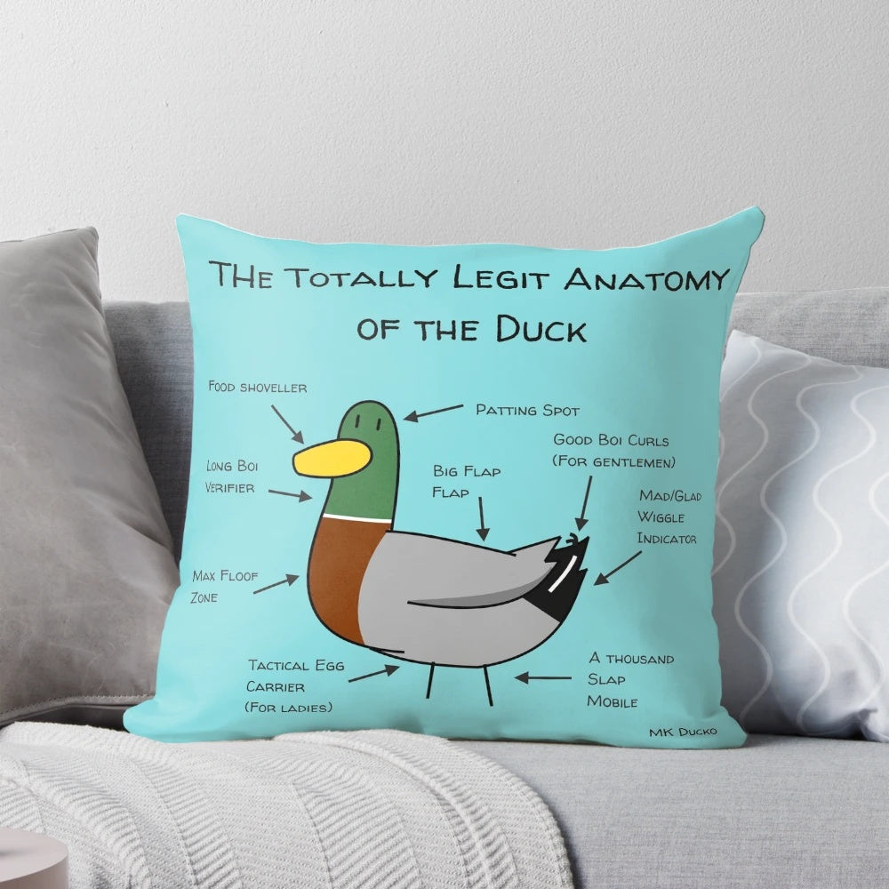 Anatomical chart-inspired duck pillow designed by Ducko Originals