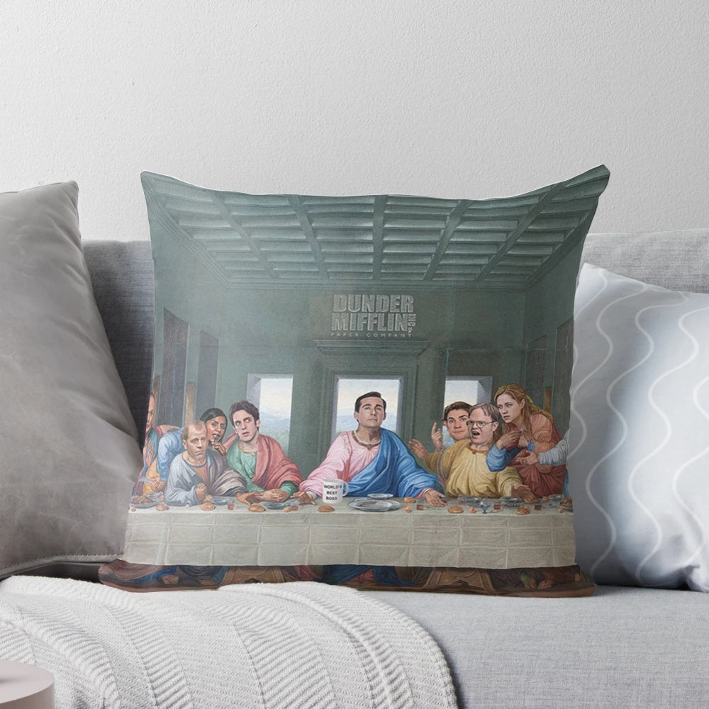 Dunder Mifflin The Last Supper Office Parody Pillow featuring characters from the TV show The Office