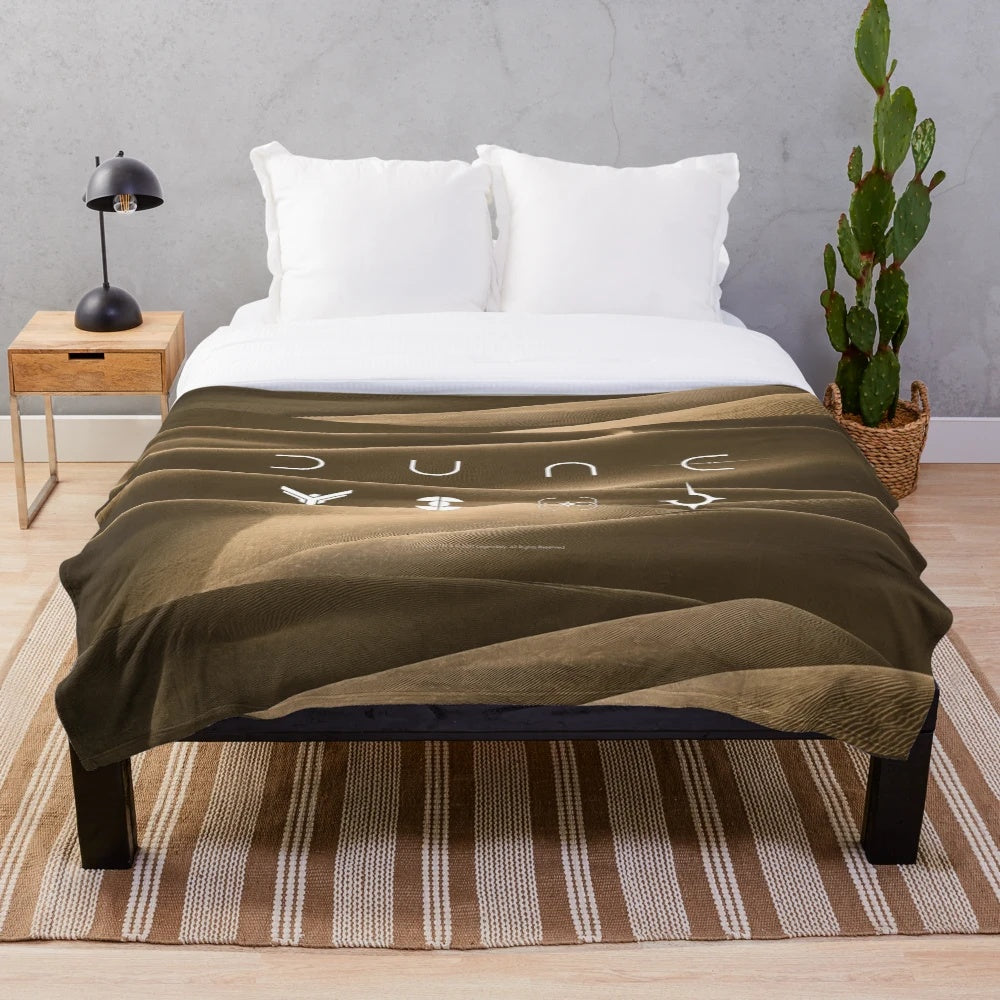 Dune-inspired plush blanket featuring factions from the Dune universe