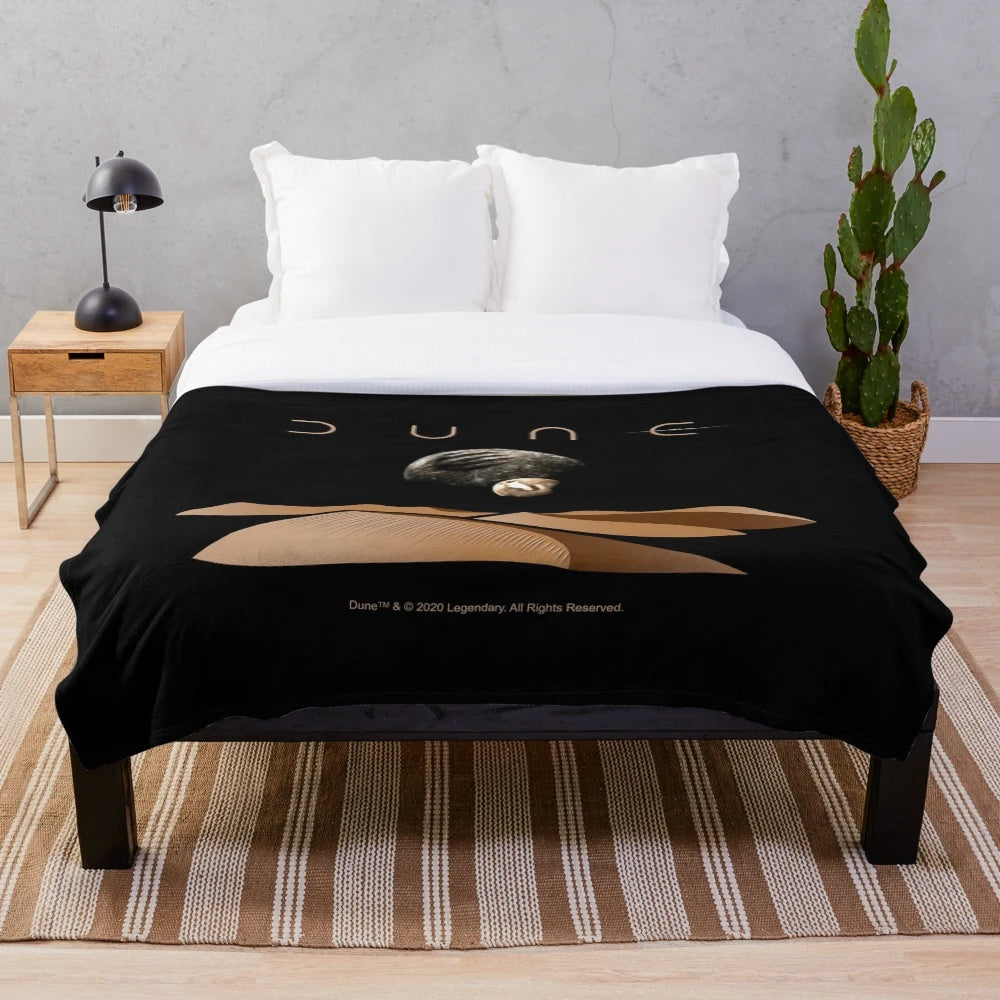 Dune landscape plush blanket featuring moons of Arrakis