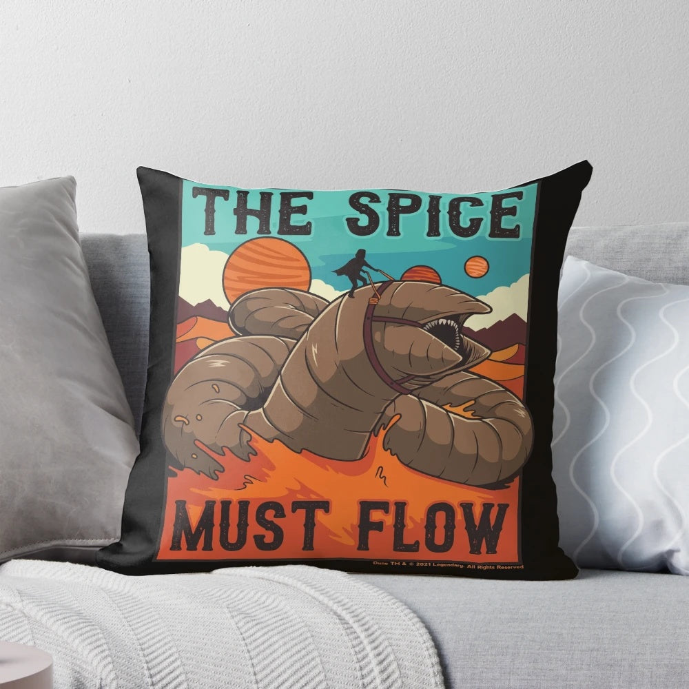 Dune-inspired sandworm-shaped decorative pillow for sci-fi fans
