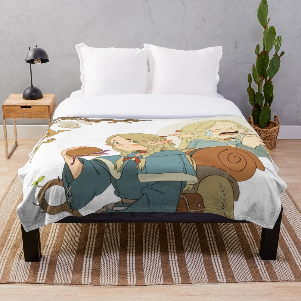 Dungeon art plush blanket featuring vibrant manga-style illustration