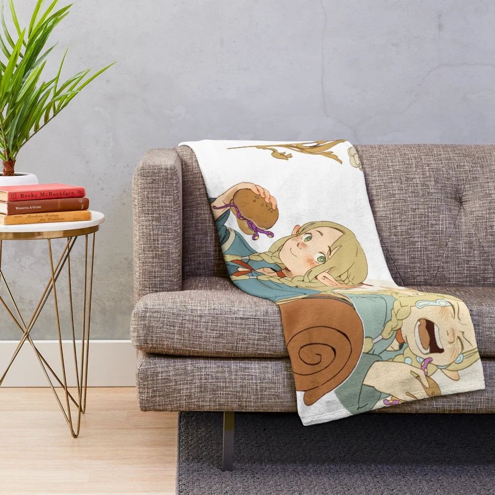 Dungeon art plush blanket featuring vibrant manga-style illustration