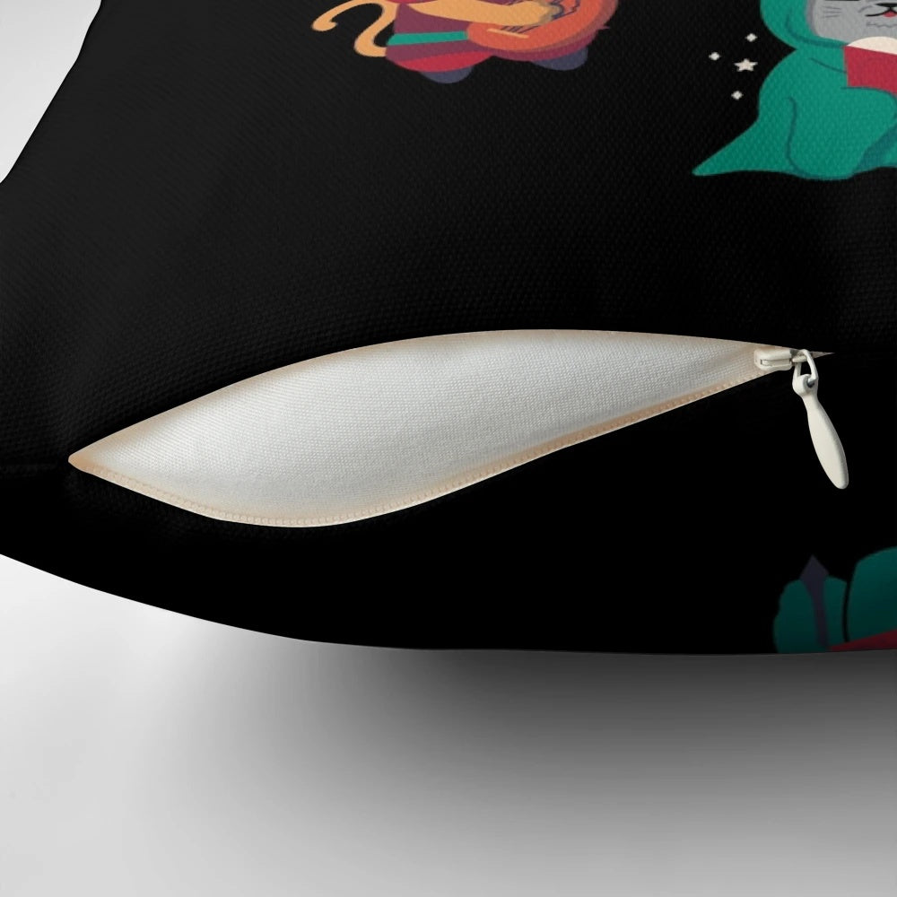 Dungeons & Cats 2.0 tabletop gaming pillow featuring a cozy cat design for roleplaying game enthusiasts