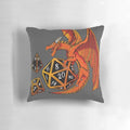 Soft, plush Dungeons & Dragons-themed dice dragon pillow with D20, D4, and D10 dice.