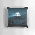 Pillow featuring a mountain landscape under a full moon, perfect for Dungeons & Dragons and other tabletop RPG enthusiasts.