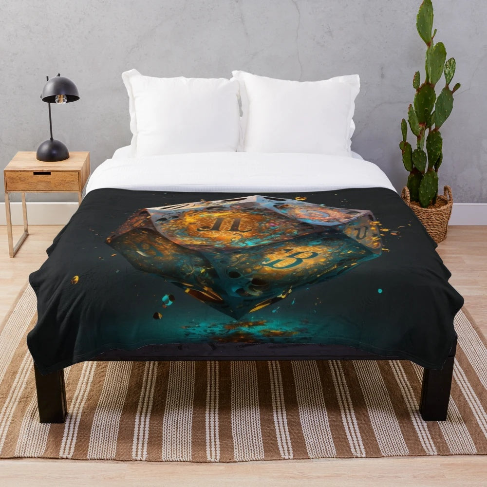 Dungeons & Dragons D20 plush blanket for fantasy tabletop RPG fans