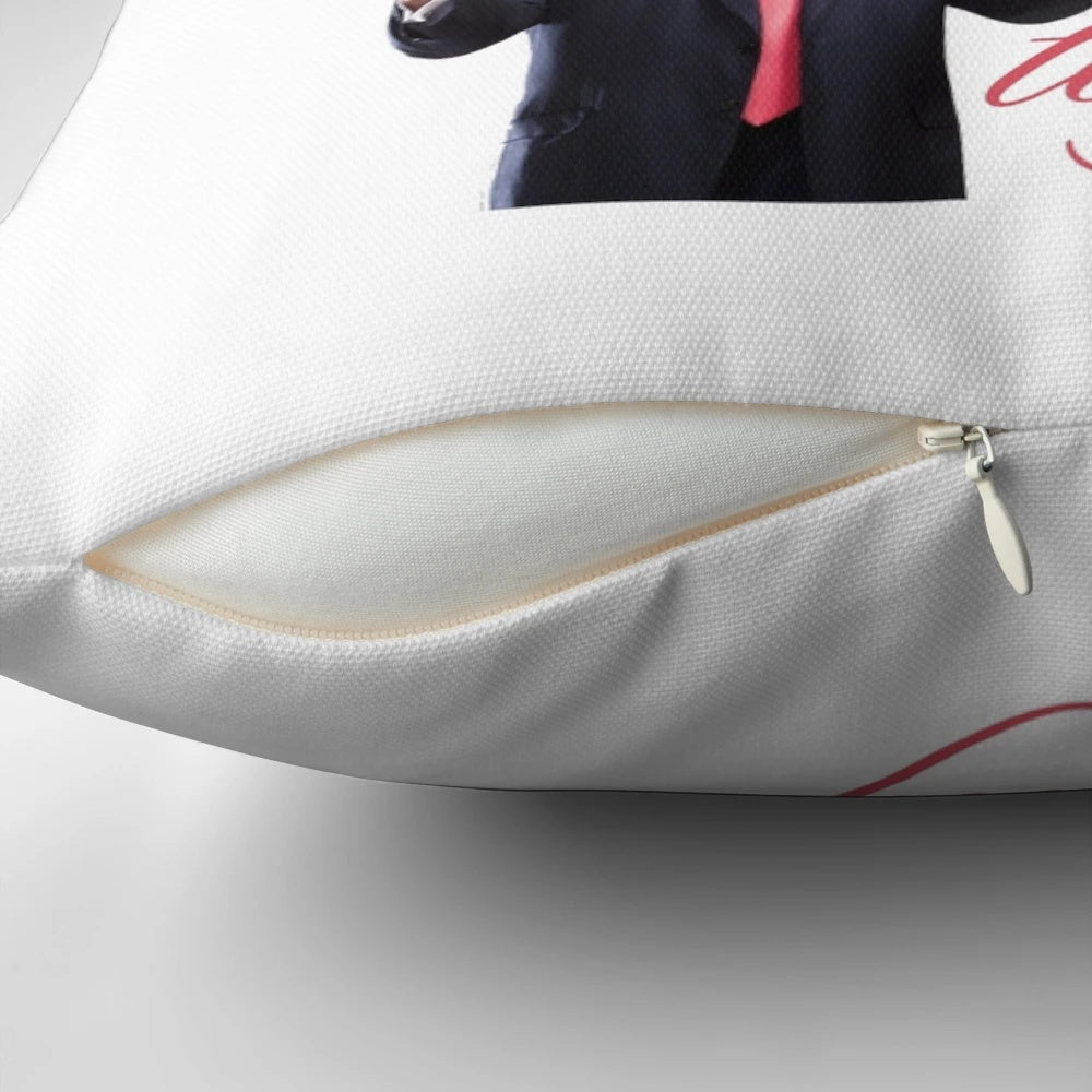 Trump American Tough" pillow with American flag design