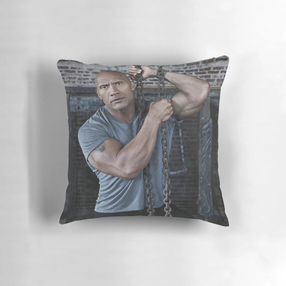 Dwayne Johnson inspired celebrity pillow with The Rock's iconic image