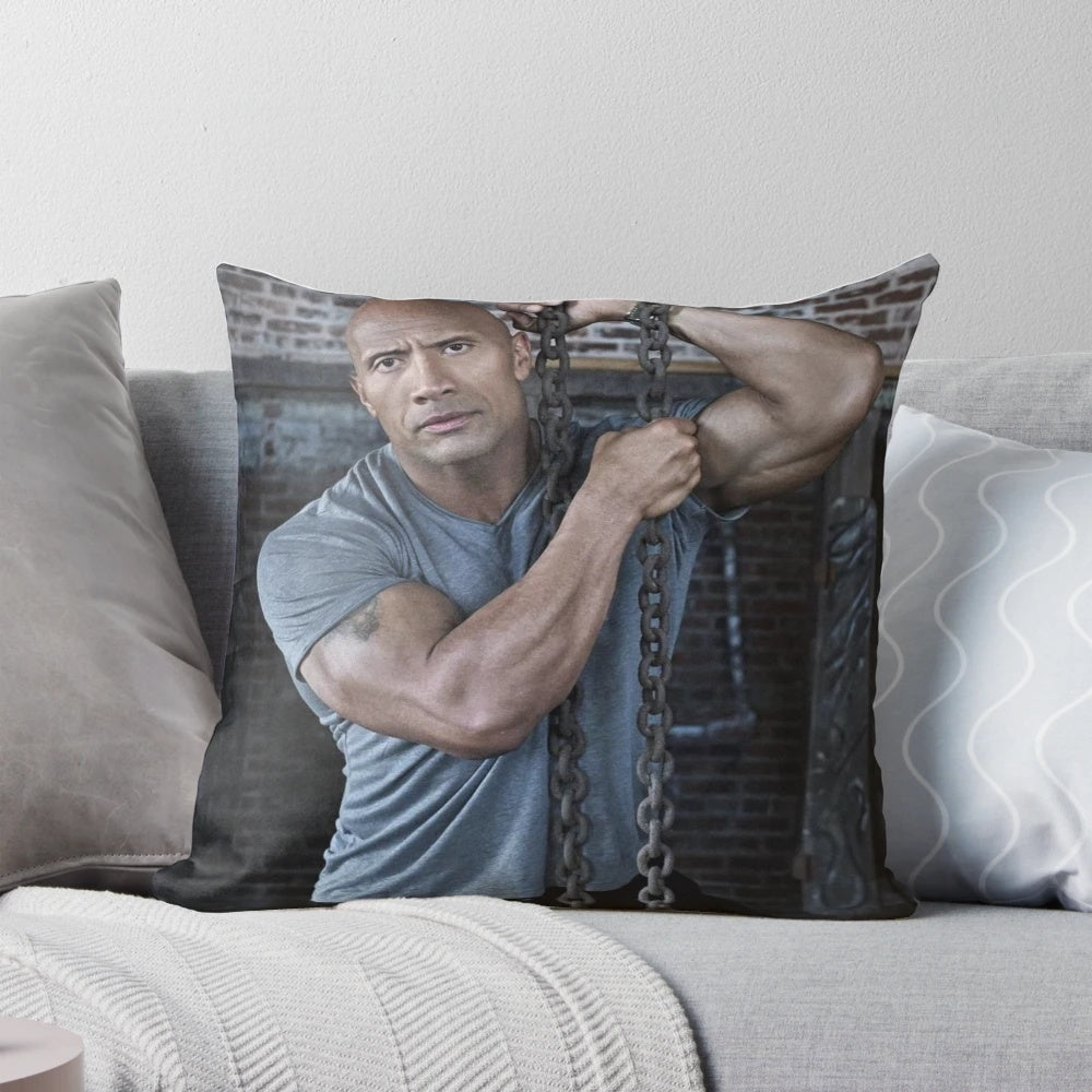 Dwayne Johnson inspired celebrity pillow with The Rock's iconic image