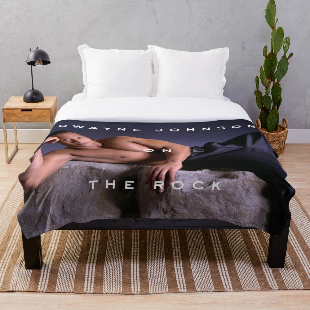 Plush blanket featuring Dwayne Johnson's "The Rock" character