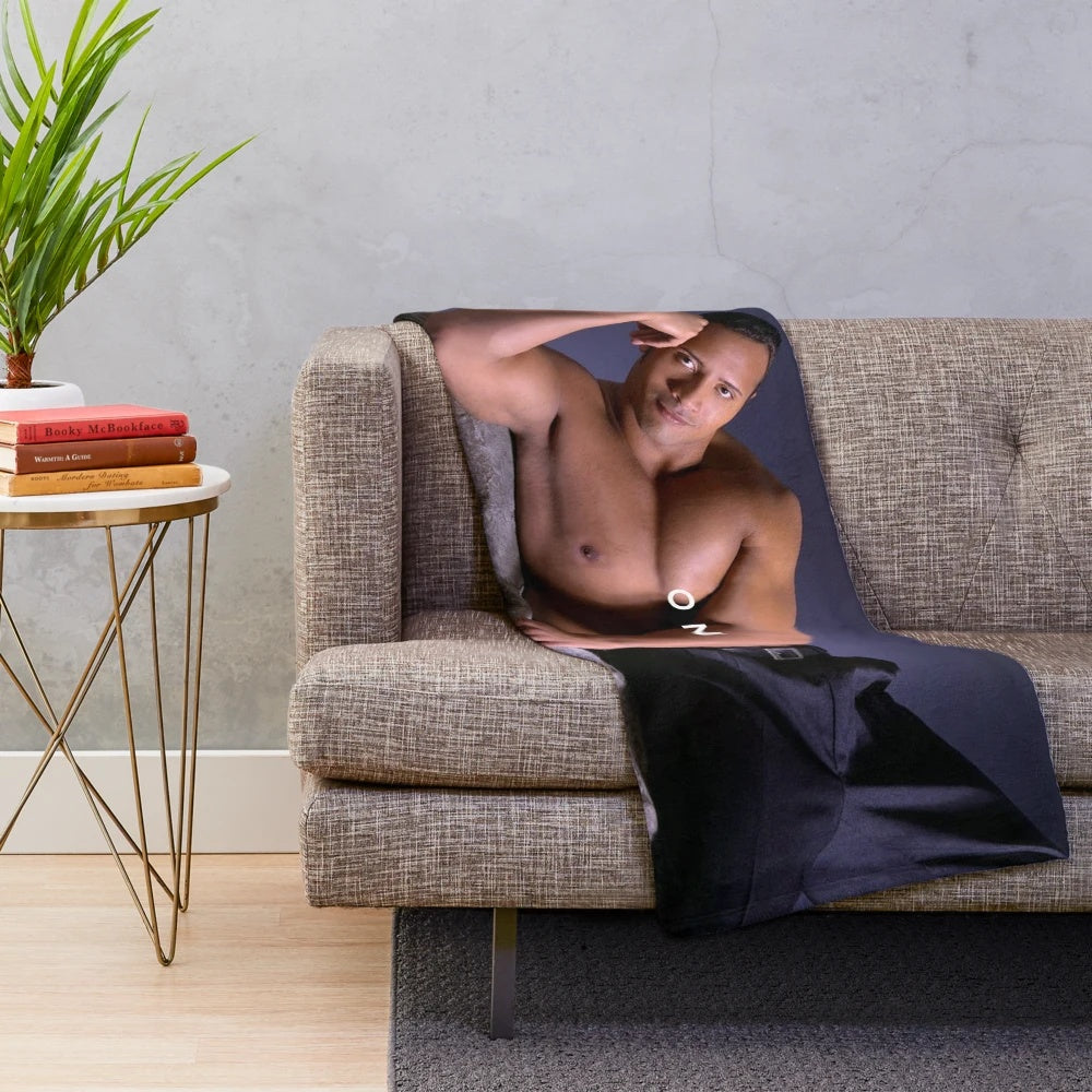 Plush blanket featuring Dwayne Johnson's "The Rock" character