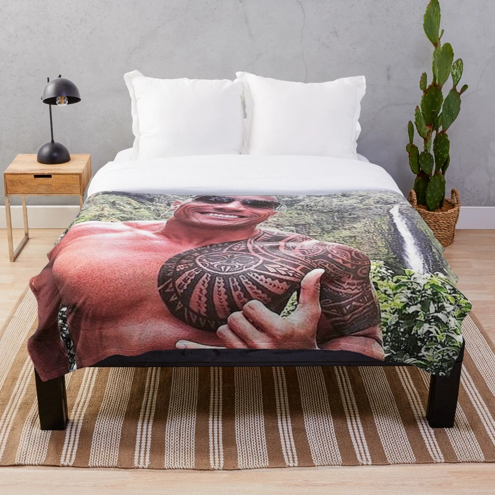 Dwayne Johnson inspired plush blanket
