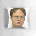 Dwight K Schrute inspired office pillow with the character's image and text