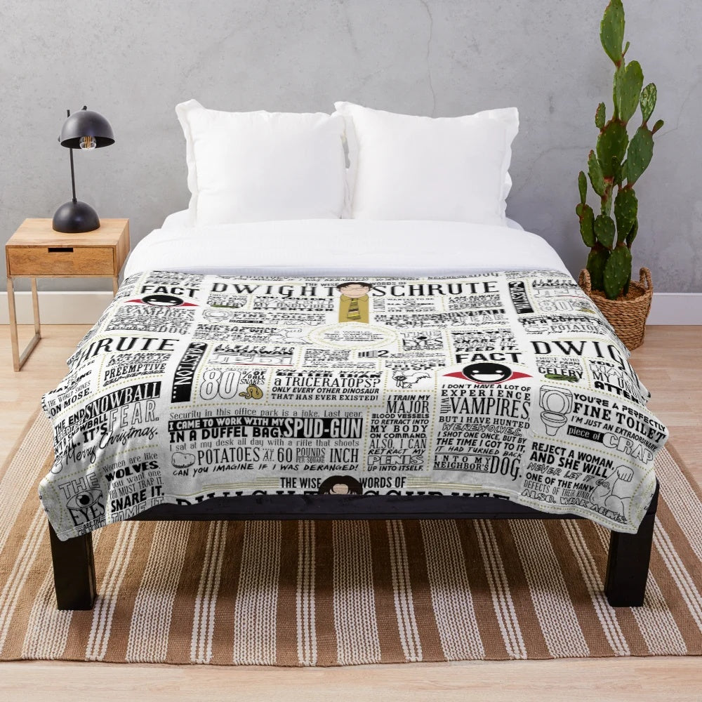 Dwight Schrute Inspired Plush Blanket with The Office Themed Typography