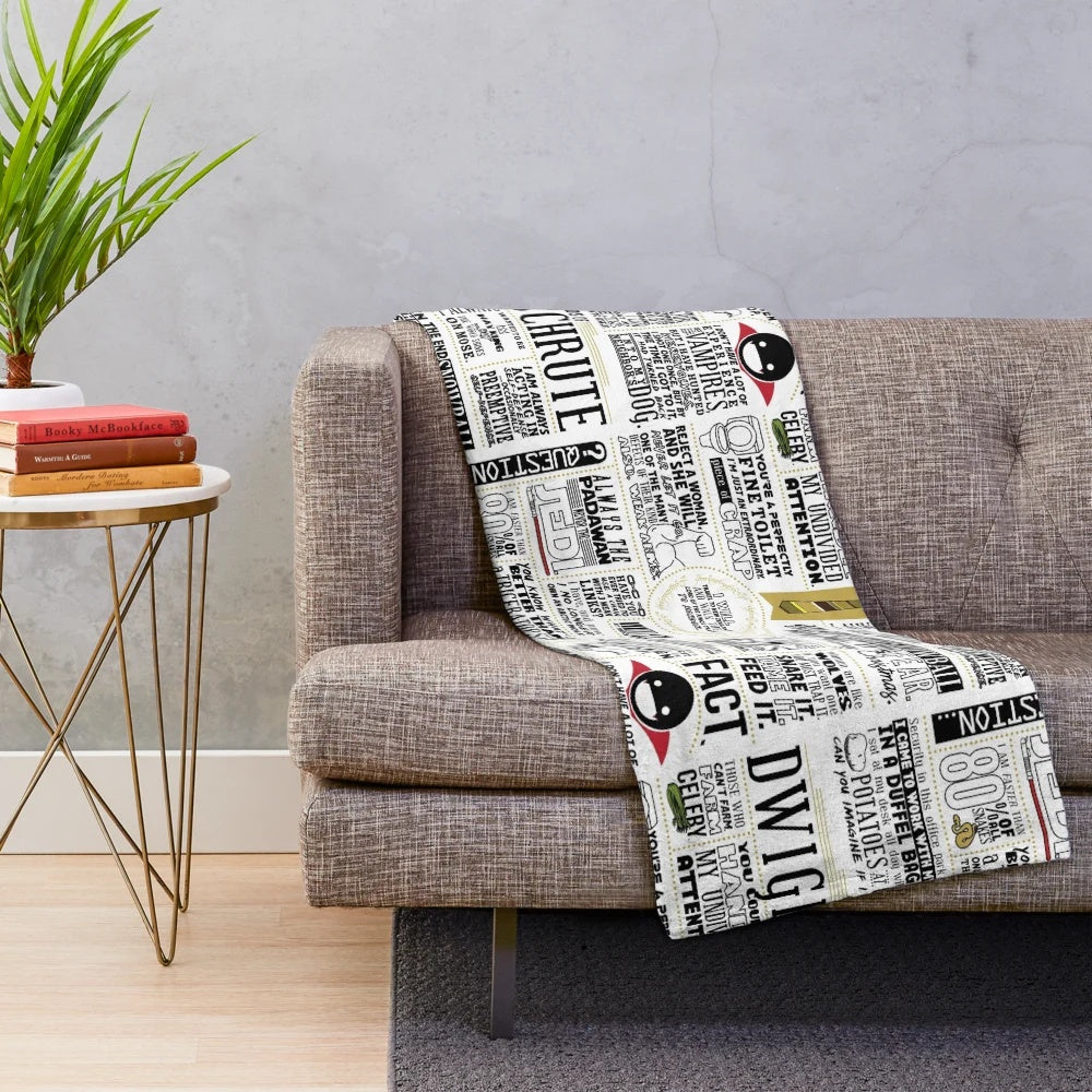 Dwight Schrute Inspired Plush Blanket with The Office Themed Typography