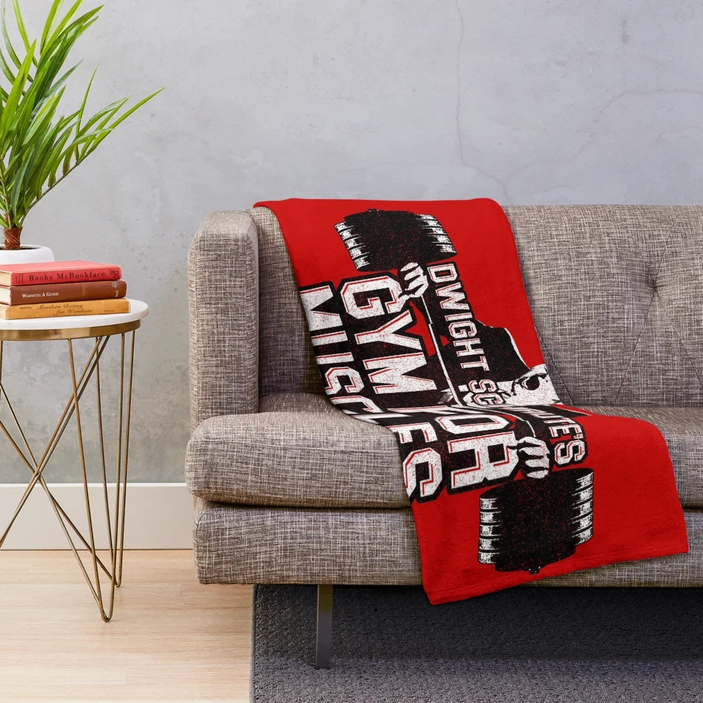 Dwight Schrute's Gym For Muscles inspired plush blanket