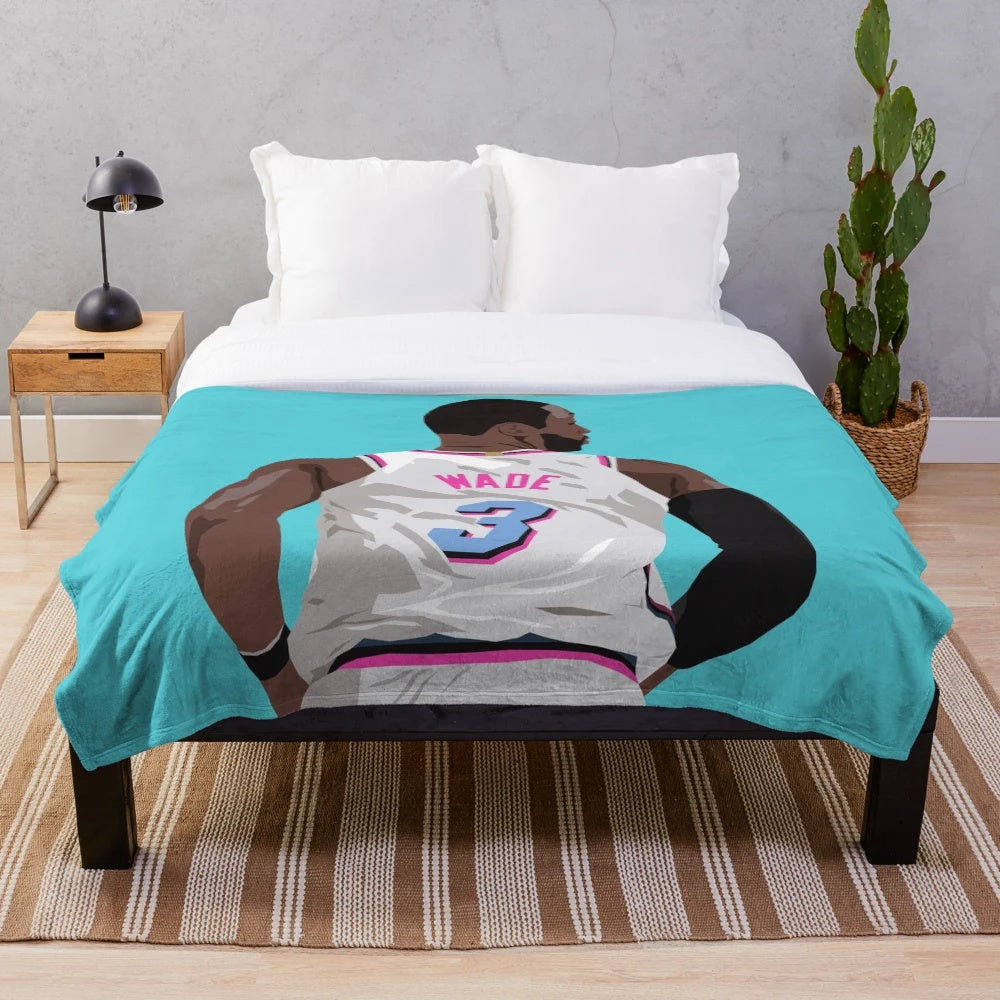Dwyane Wade plush blanket featuring the Miami Heat colors and logo