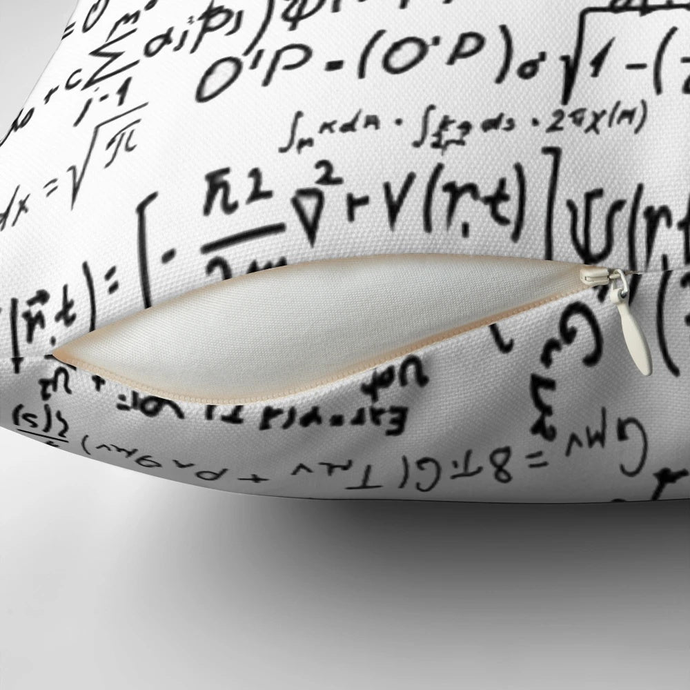 Decorative pillow featuring the famous E=MC^2 physics equation