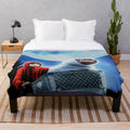 E.T. the Extra Terrestrial inspired plush blanket with alien and bicycle design
