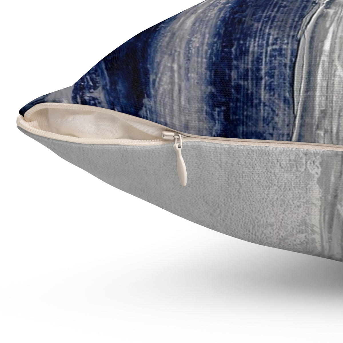 Vibrant blue and gray abstract pillow for minimalist decor - Detail