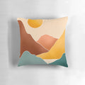 Earthy-toned abstract mountain and sunset design 30-inch pillow