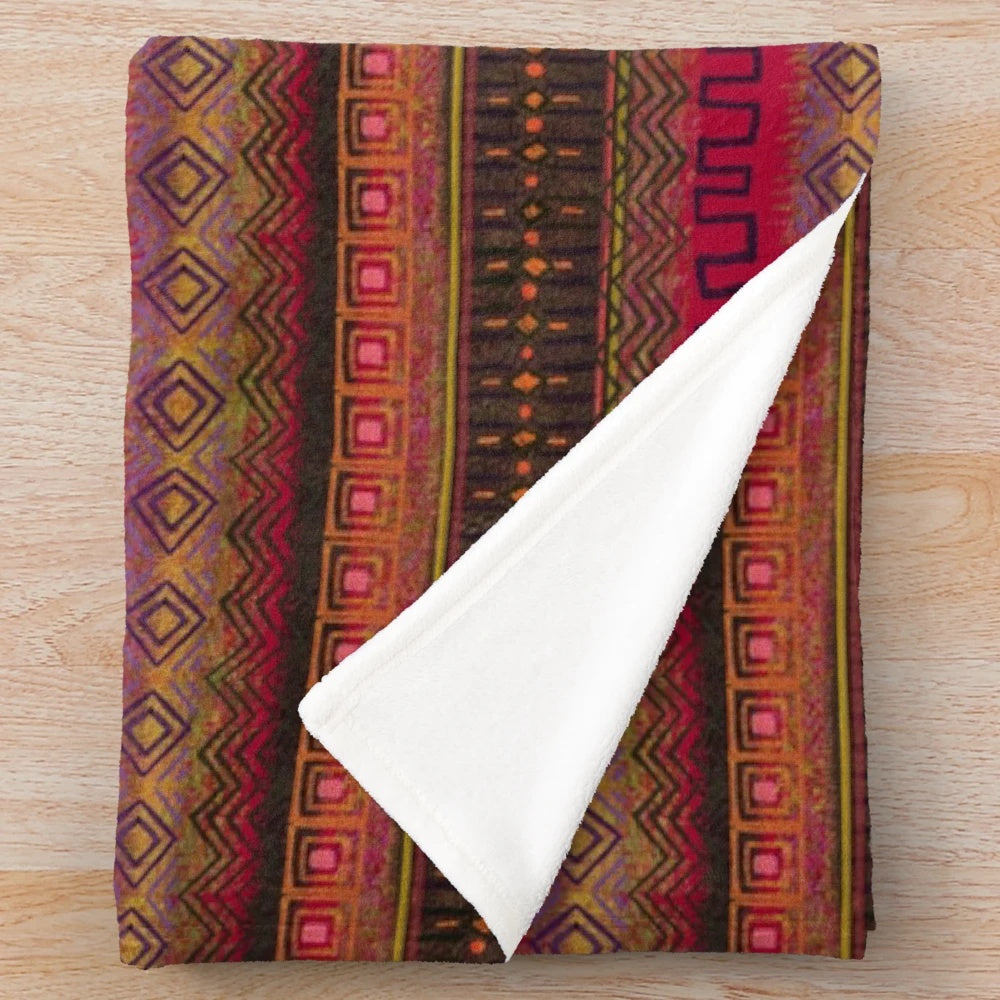 Earthy African-Inspired Ombre Plush Blanket