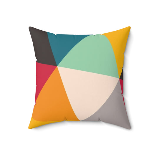 Colorful abstract geometric triangles design on a modern throw pillow