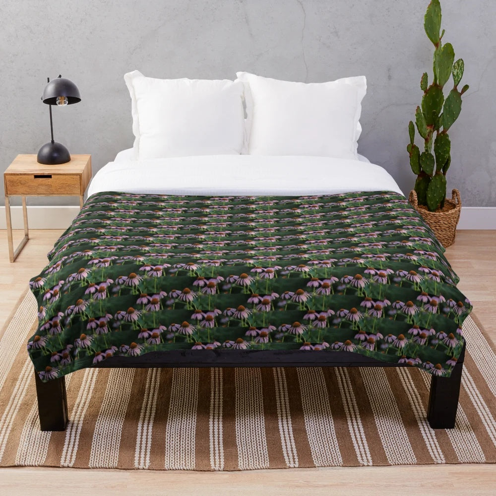 Soft, plush blanket featuring a beautiful echinacea flower design