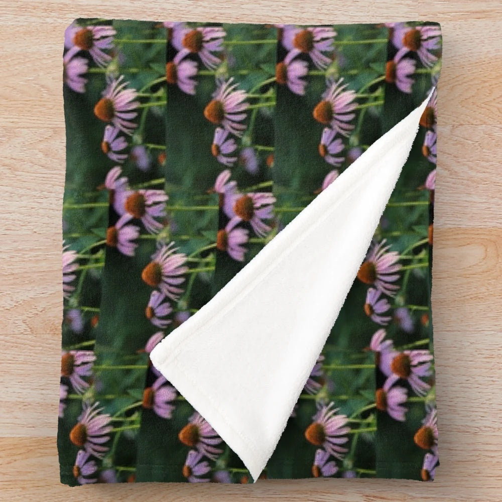 Soft, plush blanket featuring a beautiful echinacea flower design